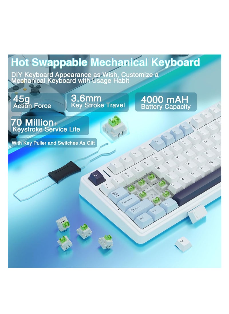 Wireless Mechanical Keyboard, F75 75% Gasket Hot Swappable Custom Keyboard, RGB Tri-Mode Connection Gasket Gaming Keyboard, with Knob, 2.4GHz/Type-C/Bluetooth Mechanical Keyboard