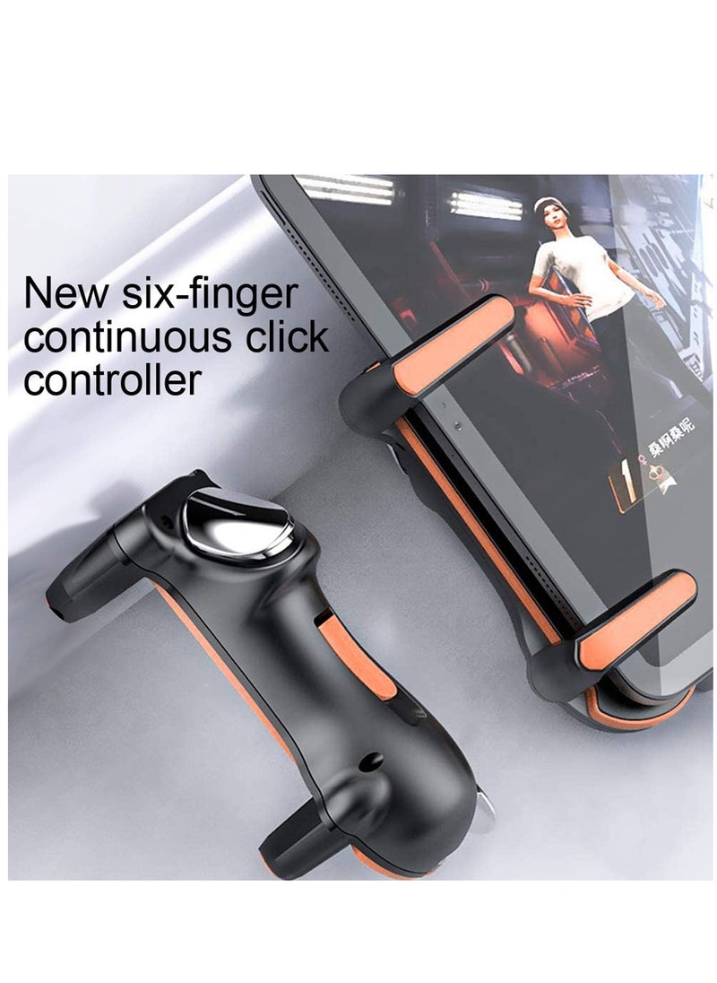 PUBG Controller for ipad, Six Way Shooting, Maximum Electric 24 Consecutive Strikes, 6/12/18/24 Taps, iPad/Tablet, Gaming Pad, High Sensitivity, High Precision, Shooting Buttons (Orange)