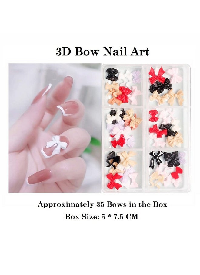 S.A.V.I 3D Bow Nail Art Decorations, 6 Mixed Colors, Nail Accessories, DIY Manicure Jewelry