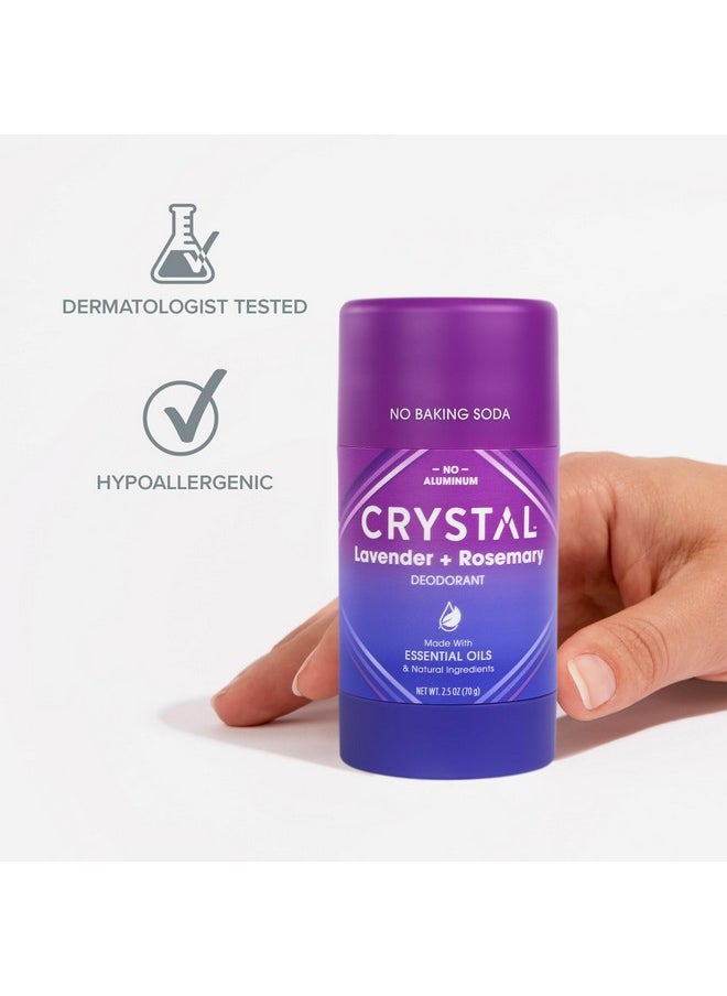 Crystal Magnesium Solid Stick Natural Deodorant, Non-Irritating Aluminum Free Deodorant for Men or Women, Safely and Effectively Fights Odor, Lavender + Rosemary, 2.5 oz