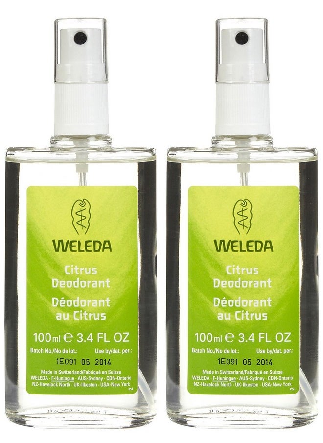 Weleda Refreshing Non-Aerosol Deodorant Spray, Citrus - 3.4 Fl Oz (Pack of 2)