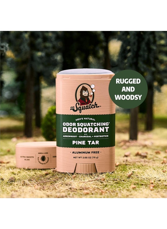 Dr. Squatch Natural Deodorant for Men 3 Pack Pine Tar - Odor-Squatching Men's Deodorant Aluminum Free (2.65 oz, 3 Pack)