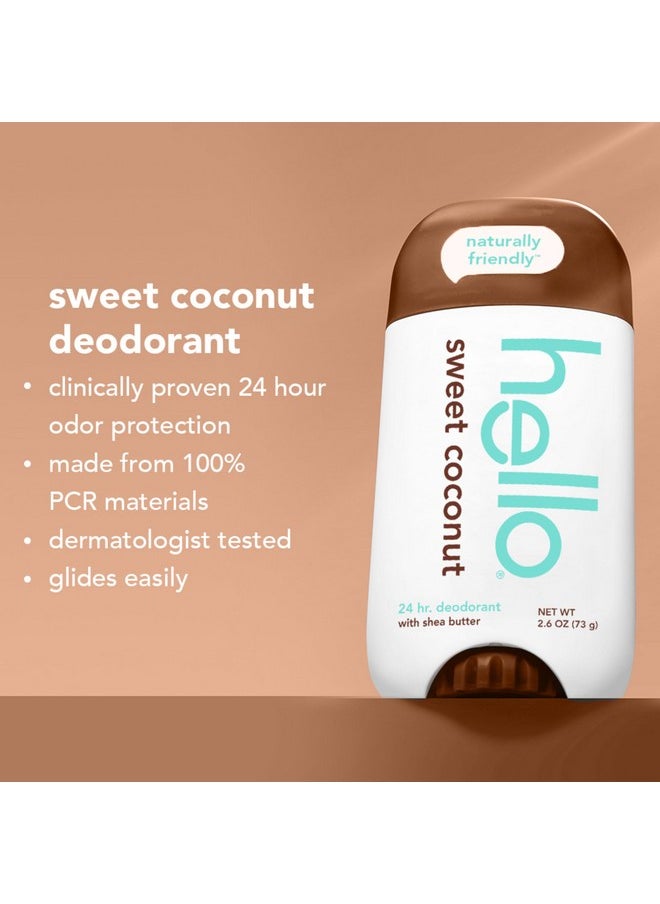 hello Deodorant Variety Pack (Sweet Coconut, Fresh Citrus, White Sage) for Women + Men, Aluminum Free, Baking Soda Free, Parabens Free, 24 Hour Odor Protection, 2.6 Ounce, 3 Pack