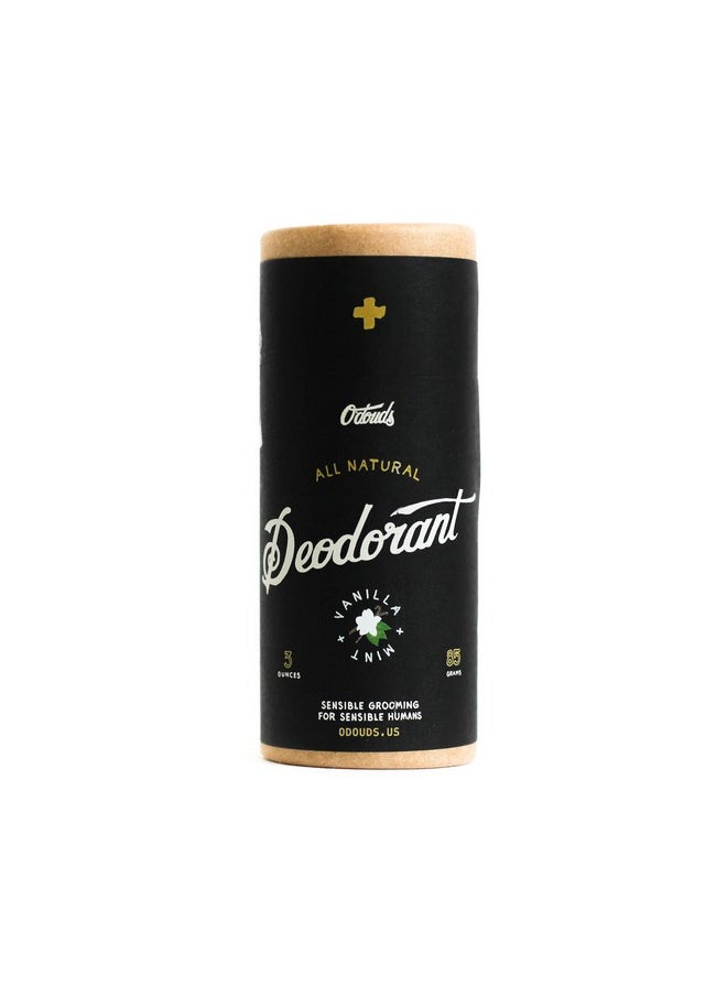 O'Douds Natural Deodorant - Aluminum Free, Paraben Free, Vegan Deodorant for Men & Women - Long-Lasting Protection & Gentle Formula for All Skin Types - Vanilla & Mint Scent, 3 oz.