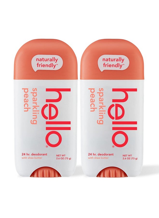 Hello Peach Aluminum Free Deodorant for Women + Men, Natural Fragrance, Dermatologically tested, Baking Soda Free, Parabens Free, Dye Free, 24 Hour Odor Protection, (Pack of 2)