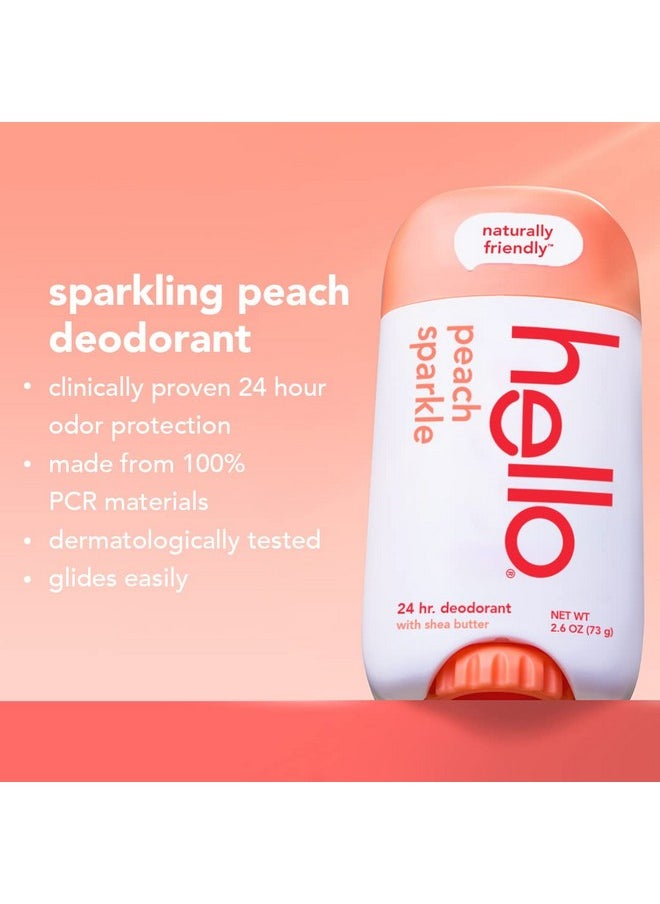 Hello Peach Aluminum Free Deodorant for Women + Men, Natural Fragrance, Dermatologically tested, Baking Soda Free, Parabens Free, Dye Free, 24 Hour Odor Protection, (Pack of 2)