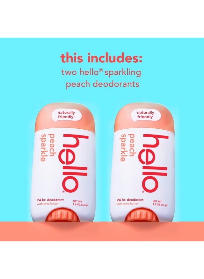 Hello Peach Aluminum Free Deodorant for Women + Men, Natural Fragrance, Dermatologically tested, Baking Soda Free, Parabens Free, Dye Free, 24 Hour Odor Protection, (Pack of 2)