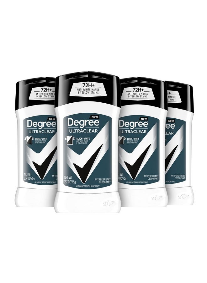 Degree Men UltraClear Antiperspirant Deodorant Black + White 72-Hour Sweat & Odor Protection Antiperspirant For Men With MotionSense Technology 2.7 Ounce (Pack of 4)