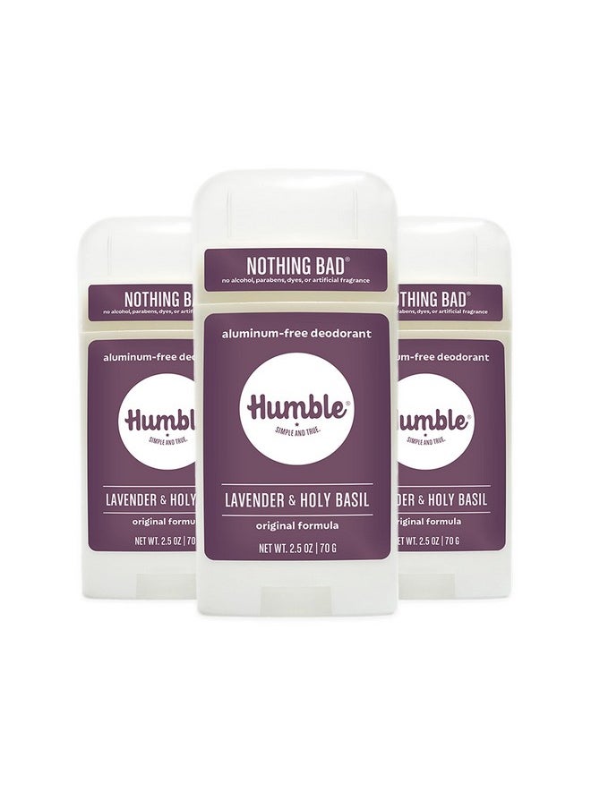 HUMBLE BRANDS Original Formula Aluminum-free Deodorant. Long Lasting Odor Control with Baking Soda and Essential Oils, Lavender and Holy Basil, Pack of 3