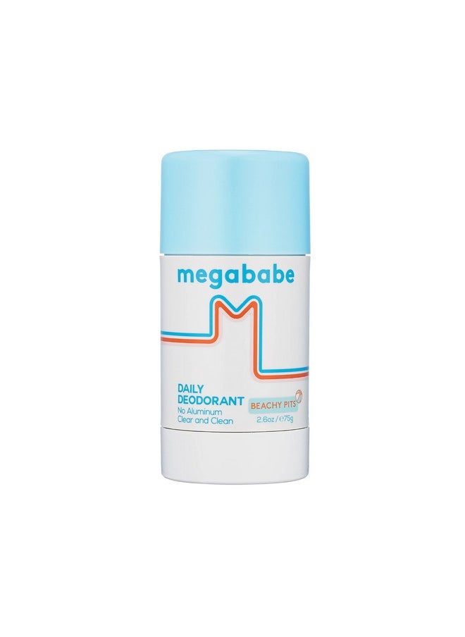 Megababe Daily Deodorant - Beachy Pits | Aluminum-Free, Clear & Clean | 2.6 oz (2)