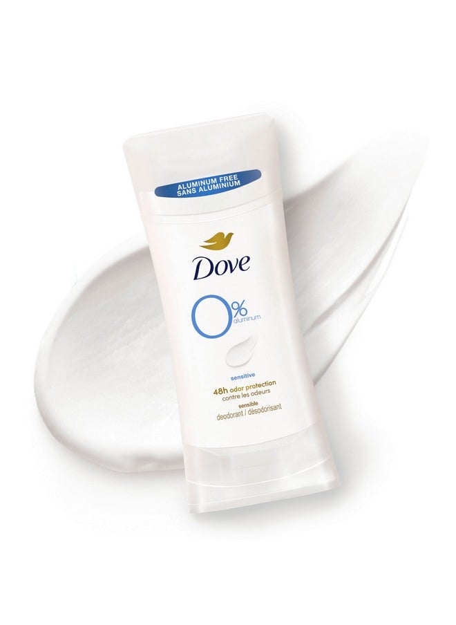 Dove 0% Aluminum Deodorant Stick Sensitive 3 Count Non-irritating Deodorant for Underarm Care Kindest Aluminum Free Deodorant 2.6 oz