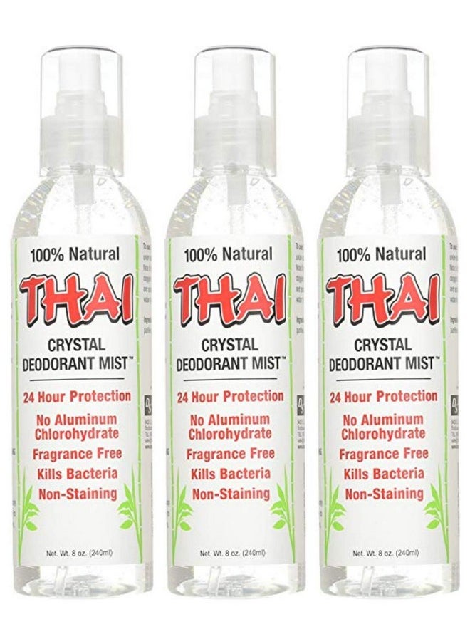 Thai Deodorant Stone Crystal Mist Natural Deodorant Spray 8 oz. Bundle (Pack Of 3)