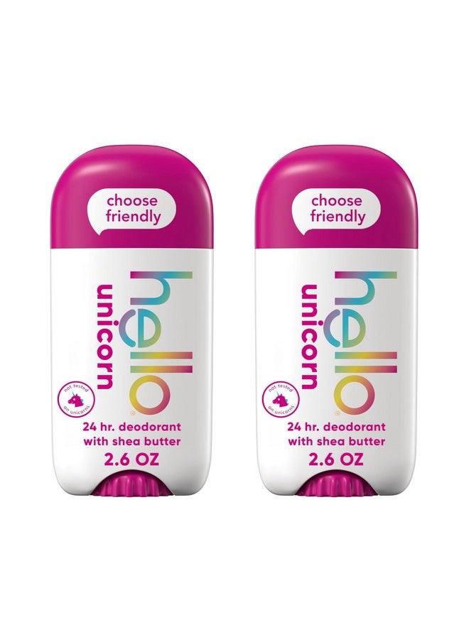 hello Unicorn Aluminum Free Deodorant for Women, Girls, Safe for Kids, Dermatologically tested, Natural Fragrance, 2 Pack