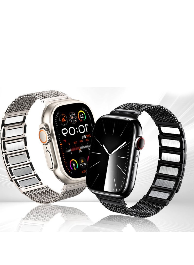 A-Case its My Case Hasir Series High Premium Grade Watch Band Compatible with Apple Watch 42/44/45/46/49mm - Titanium