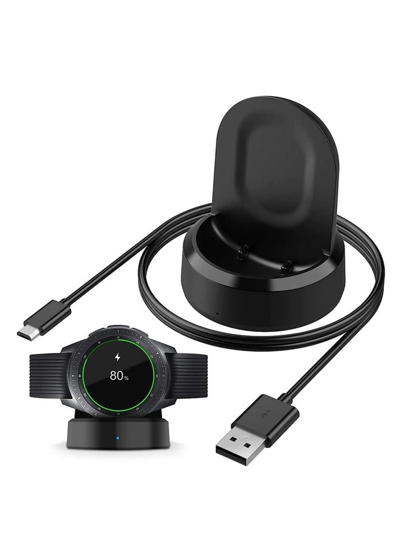 Charger for Samsung Galaxy Watch 42mm 46mm, Wireless Fast Charger Dock for Samsung Galaxy Smart Watch gear S3 Portable Charging Cradle Dock Charger stand with USB Cable(Black)