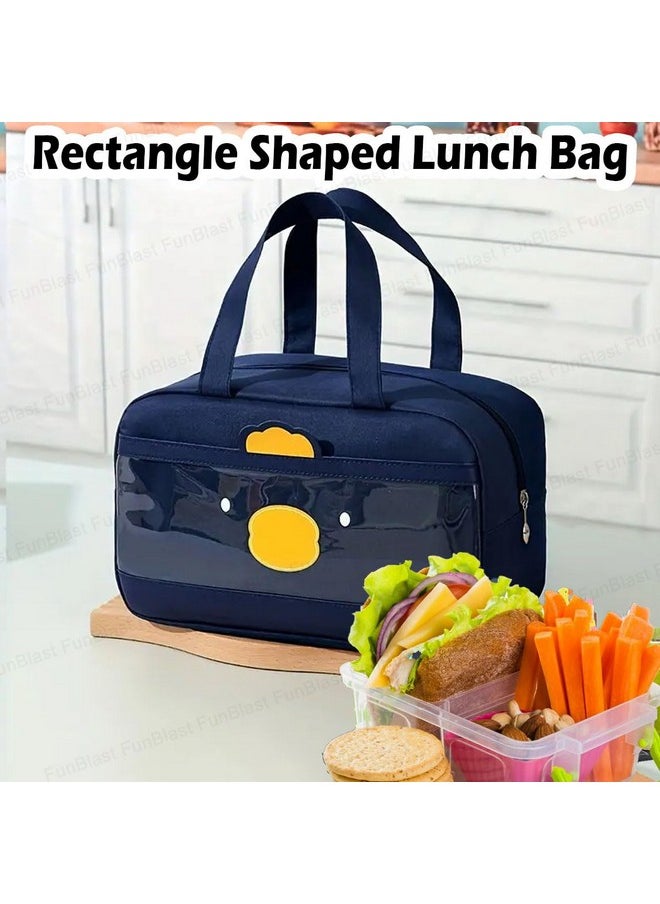 FunBlast Lunch Bag - Rectangle Shaped Multi-Purpose Insulated Travel Lunch Bag for Office, Lunch Box Carrying Bag for Women/Men/Tiffin/Storage Bag for Lunch Box, Tiffin Bag (Blue)