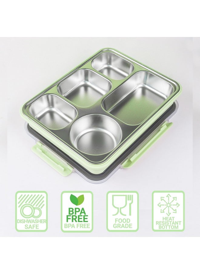 Femora High Steel Rectangle Lunch Box Steel Container for Office-College-School - (Not Leakproof) Green