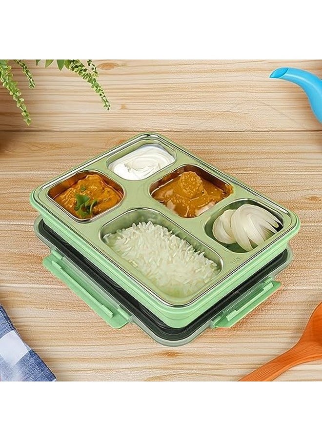 Femora High Steel Rectangle Lunch Box Steel Container for Office-College-School - (Not Leakproof) Green