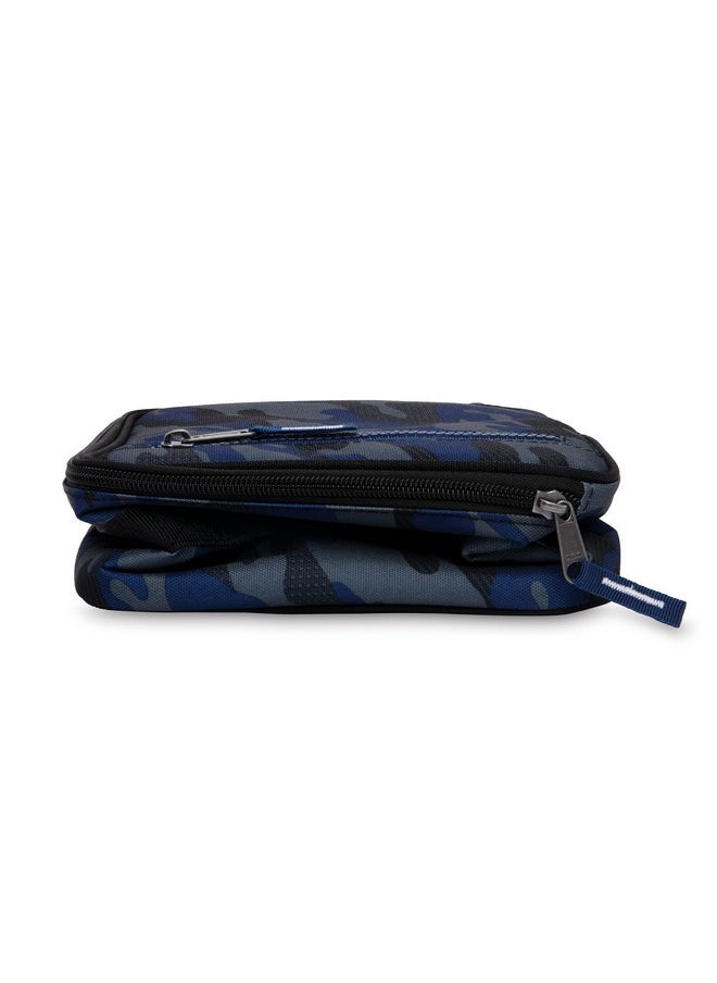 PackIt Freezable Classic Lunch Box, Sporty Camo Charcoal Navy, Built with EcoFreeze Technology, Collapsible, Reusable, Zip Closure With Zip Front Pocket and Buckle Handle, Desgined for Lunches