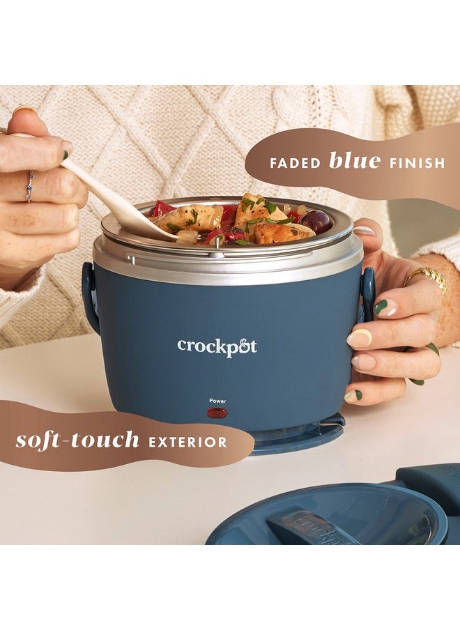 Crock-Pot 20-Ounce Electric Lunch Box, Portable Food Warmer, Faded Blue, Perfect for Travel, Car, On-the-Go, Keeps Food Warm, Spill-Free, Dishwasher-Safe, Ideal Gift for Men and Women