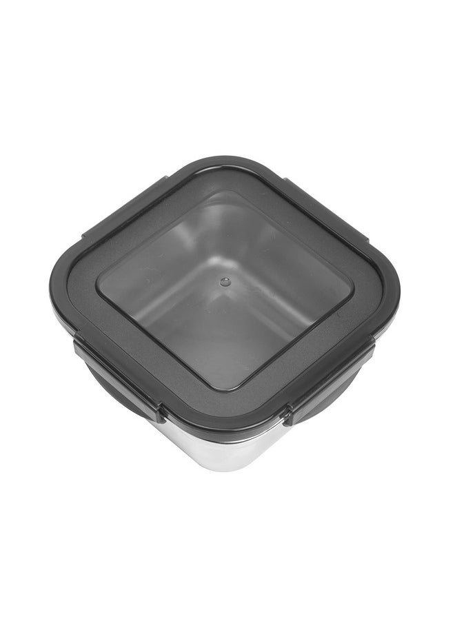 Femora High Stainless Steel Square Container, Leakproof airtight Lid, 550 ML, Pack of 1, Silver