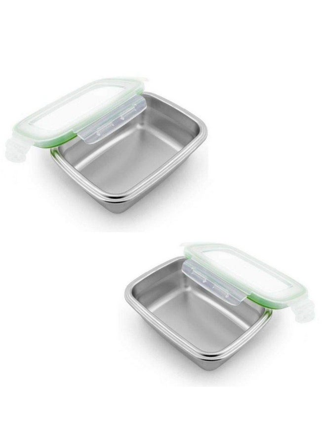 Femora Lunch Box High Steel Rectangle Heavy Duty Airtight Leakproof Unbreakable Storage Container with Lock Lid Lunch Box for Office-College-School, Lunch Box - 850 ml/gm,1800 ml/gm, Set of 2