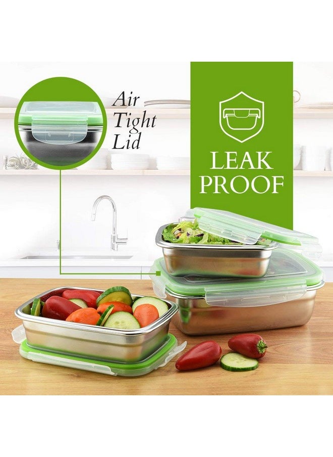 Femora Lunch Box High Steel Rectangle Heavy Duty Airtight Leakproof Unbreakable Storage Container with Lock Lid Lunch Box for Office-College-School, Lunch Box - 850 ml/gm,1800 ml/gm, Set of 2