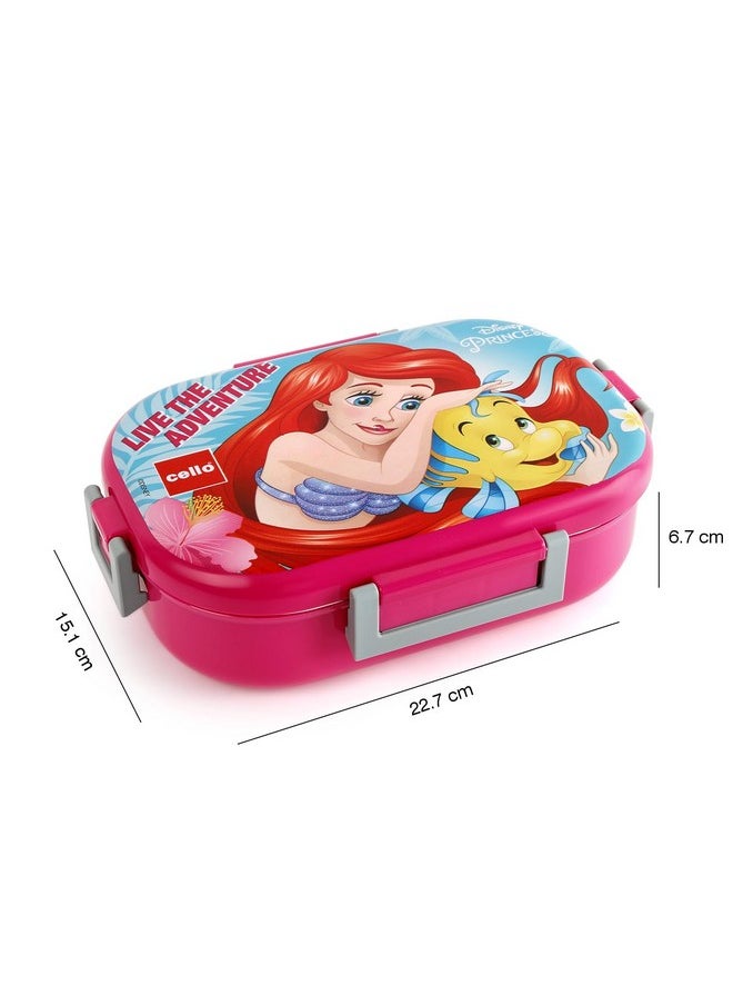 CELLO Feast Deluxe Kids Lunch Box Princess, Pink | Leak-Proof Snacks Tiffin Box for School Kids Inner Stainless Steel Mini Box | 2 Container with Locking Lid | Ideal for School & Picnic