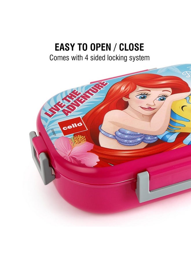 CELLO Feast Deluxe Kids Lunch Box Princess, Pink | Leak-Proof Snacks Tiffin Box for School Kids Inner Stainless Steel Mini Box | 2 Container with Locking Lid | Ideal for School & Picnic