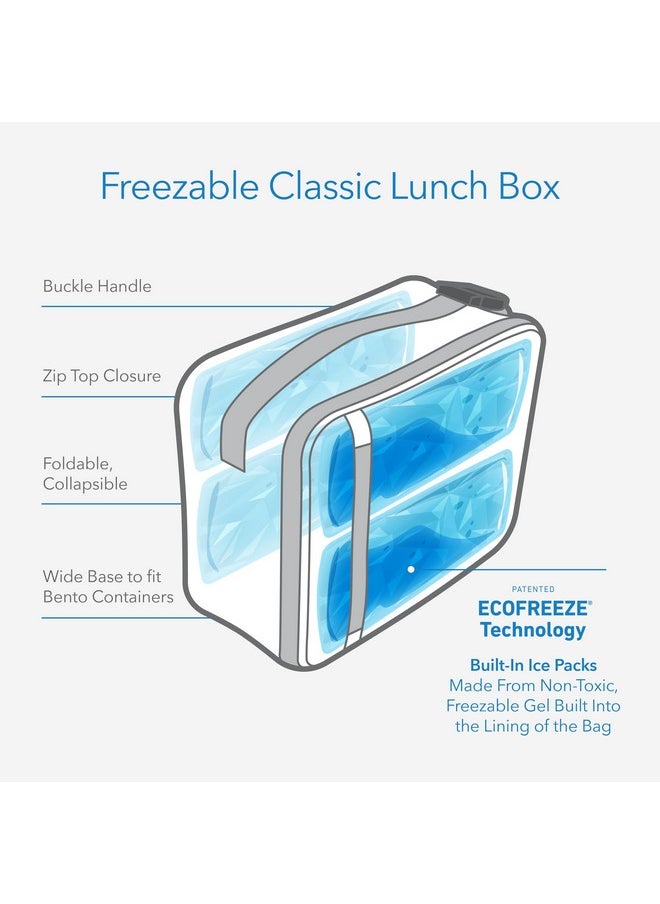 PackIt Freezable Classic Lunch Box, Checked Out, Built with EcoFreeze Technology, Collapsible, Reusable, Zip Closure With Zip Front Pocket and Buckle Handle, Perfect for School Lunches