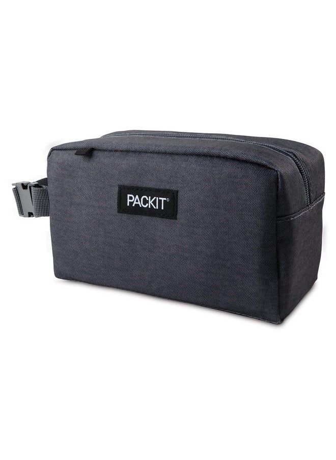 PackIt Freezable Snack Box, City Charcoal, Built with EcoFreeze® Technology, Collapsible, Reusable, Zip Closure with Buckle Handle, For Work Snacks, Fresh Snacks On the Go, Adults, and All Ages