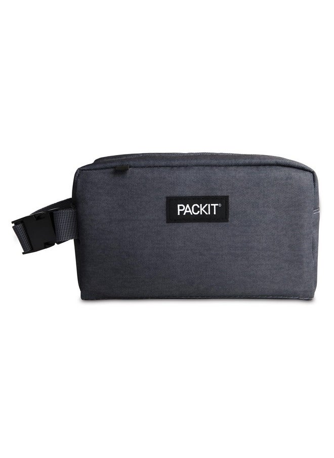 PackIt Freezable Snack Box, City Charcoal, Built with EcoFreeze® Technology, Collapsible, Reusable, Zip Closure with Buckle Handle, For Work Snacks, Fresh Snacks On the Go, Adults, and All Ages