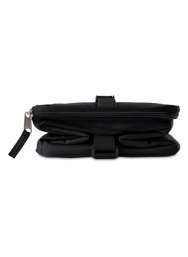 PackIt Freezable Essential Cooler, Black, Built with ECOFREEZE Technology, Fully Freezable, Collapsible, Reusable, With Removable Crossbody Strap, Top Clip Handle, Designed for Fresh Office