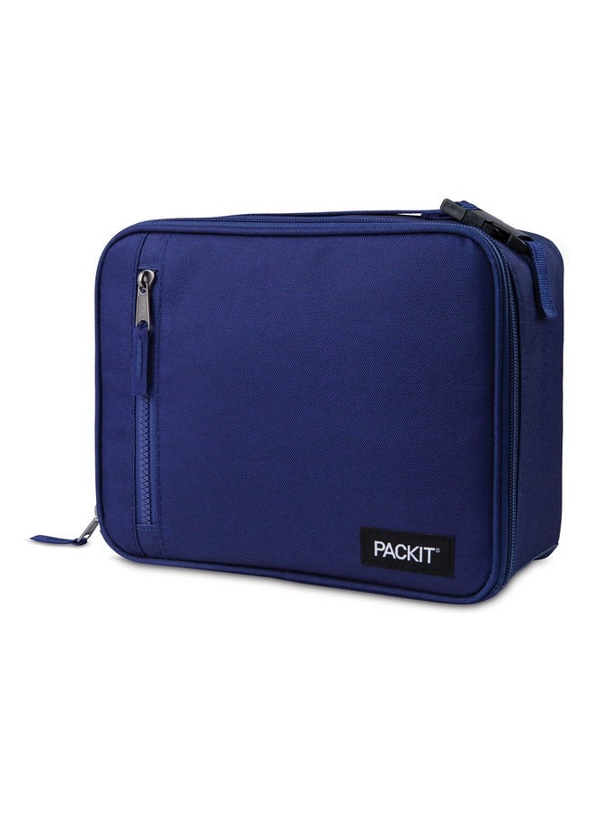 PackIt Freezable Classic Lunch Box, True Blue, Built with EcoFreeze® Technology, Collapsible, Reusable, Zip Closure With Front Pocket and Buckle Handle, For Work Lunches and Fresh Lunch On the Go