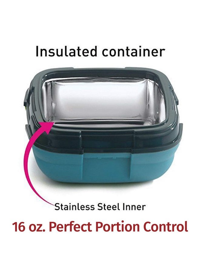 Pinnacle Insulated Leak Proof Lunch Box for Adults and Kids - Thermal Lunch Container With NEW Heat Release Valve 16 oz ~Set of 2~ Blue-Pink