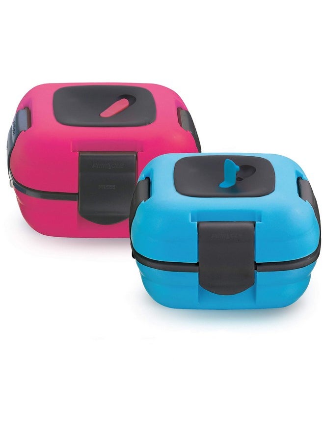 Pinnacle Insulated Leak Proof Lunch Box for Adults and Kids - Thermal Lunch Container With NEW Heat Release Valve 16 oz ~Set of 2~ Blue-Pink