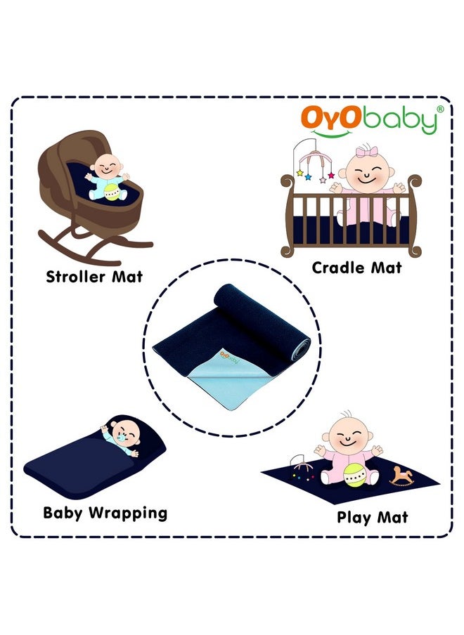 OYO BABY Waterproof Quick Dry Sheet for Baby| Bed Pad | Baby Bed Protector Sheet for Toddler Children (X-Large (200cm x 140cm), Dark Blue)