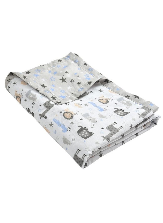 Florida Cotton Kids Reversible Single Bed Blanket/AC Dohar (Grey, 146x220CM)