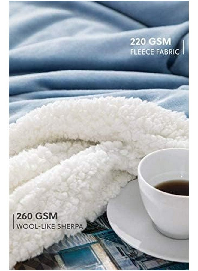 BSB HOME Plain Double Layer Warm and Hot Super Soft Flannel Sherpa Winter Blanket for Born Baby (45 X 60 Inches, Crib Sky Blue) All Season,Skin Friendly,350 TC