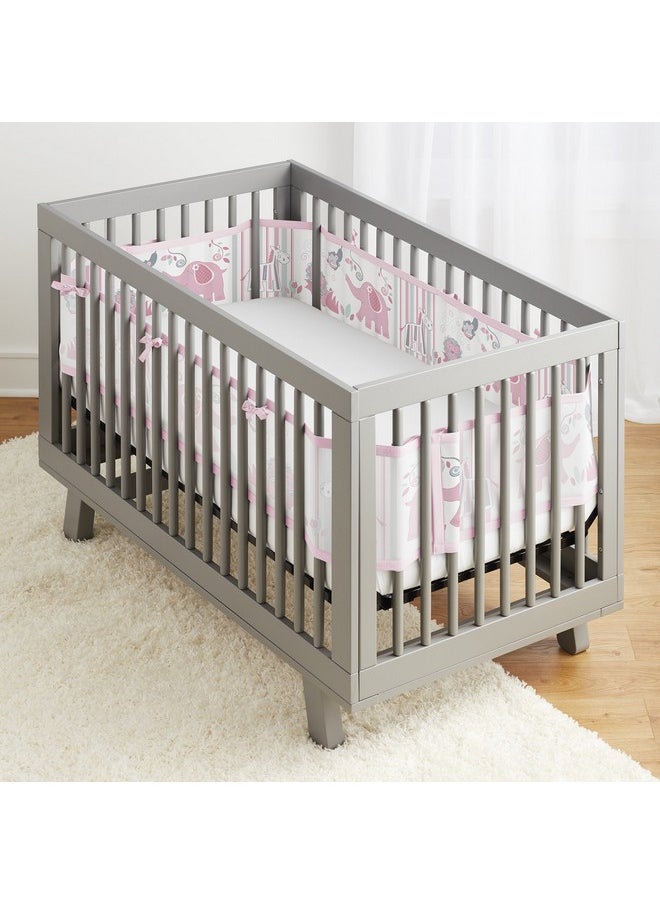 BreathableBaby Breathable Mesh Liner for Full-Size Cribs, Classic 3mm Mesh, Safari Fun Girl (Size 4FS Covers 3 or 4 Sides)