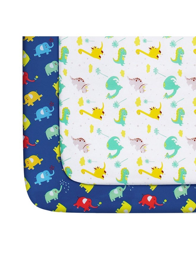 Pack and Play Sheets Boys Animals, Compatible with Graco Pack and Play, Soft and Breathable Material, Dinosaur & Elephant