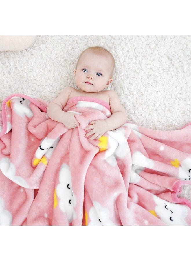 TILLYOU Micro Fleece Plush Baby Blanket Soft Crib Blanket for Toddler Bed, Fuzzy Cozy Winter Warm Kids Blanket for Daycare or Preschool, Fluffy Flannel Nap Blanket Oversized, 39ââ‚¬Âx47ââ‚¬Â Pink