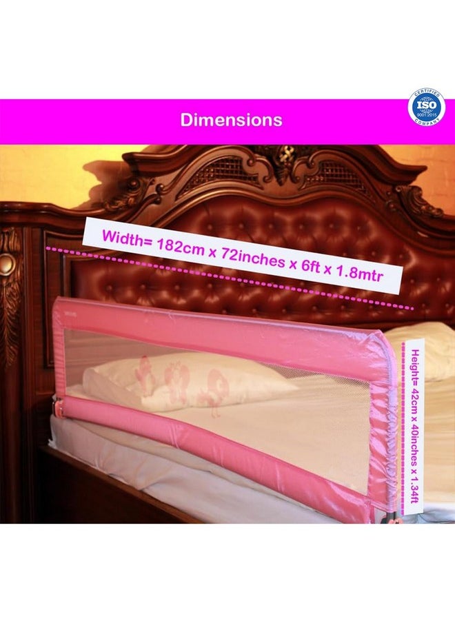 SAFE-O-KID® One Year Warranty Fully Foldable Bed Rail Guard, EN 71 Certified - Pink (6FT/183CM), Pack of 1