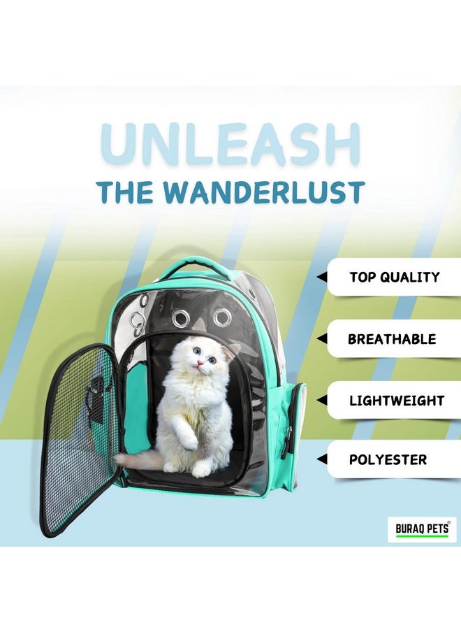 Buraq Pets Explorer Pet Carrier Backpack, Designed with Breathable Space, Ventilated,Ideal Cat House, Portable Cat Bag, Secure and Comfortable Cat Carrier Travel Bag for Outdoor Use (Black)