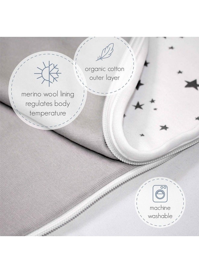 Woolino Ultimate Baby Sleep Sack - 4 Season - Merino Wool and Organic Cotton - Two-Way Zipper Adjustable Universal Size Sleep Sack for Baby (2-24 Months) - Palms