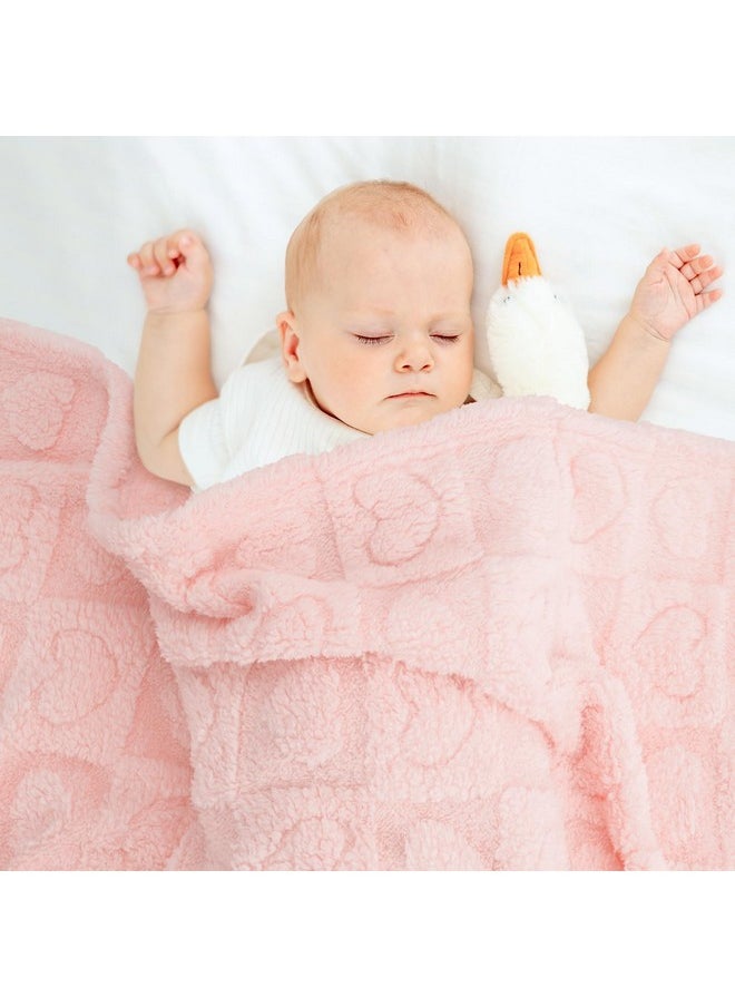 Plush Soft with Heart Checkered Baby Blanket,Fleece Infant Toddler Blankets for Girls Boys,Warm Lightweight Breathable Newborn Receiving Blankets for Crib Stroller 30