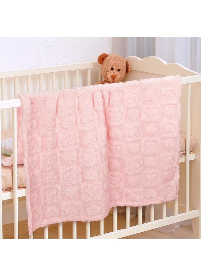 Plush Soft with Heart Checkered Baby Blanket,Fleece Infant Toddler Blankets for Girls Boys,Warm Lightweight Breathable Newborn Receiving Blankets for Crib Stroller 30