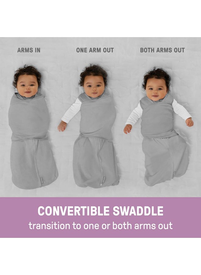 Ingenuity by SwaddleMe Arms Free Convertible Baby Swaddle, Size 3-6 Months, 14-18 Pounds, Arms Swaddled in or Out, 1.0 TOG - Happy Elephant