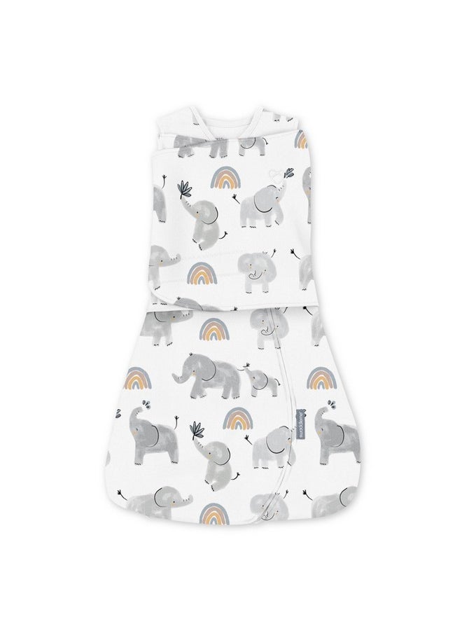 Ingenuity by SwaddleMe Arms Free Convertible Baby Swaddle, Size 3-6 Months, 14-18 Pounds, Arms Swaddled in or Out, 1.0 TOG - Happy Elephant