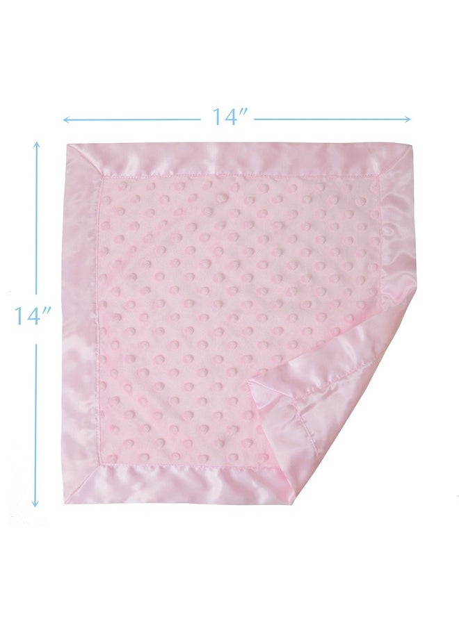 American Baby Company Heavenly Soft Chenille Security Blanket, 2-Layer Design with Minky Dot & Silky Satin, Pink, 14